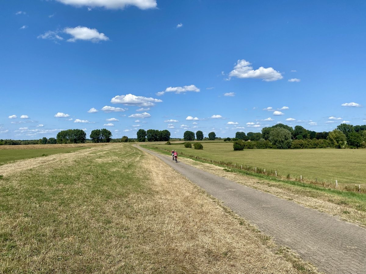 Rhine dyke with cycling and walking path through the meadows near Wesel-Büderich – a few minutes' walk from the apartment